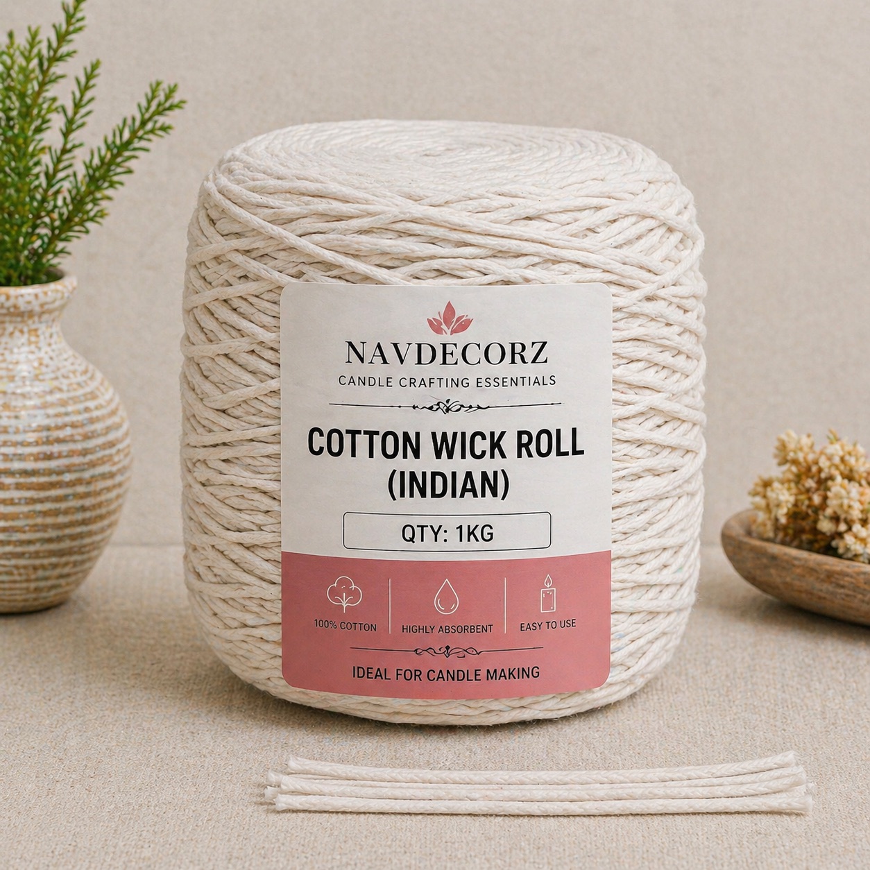 Cotton Wick Roll for Candle Making (1KG – Indian) | Navdecorz