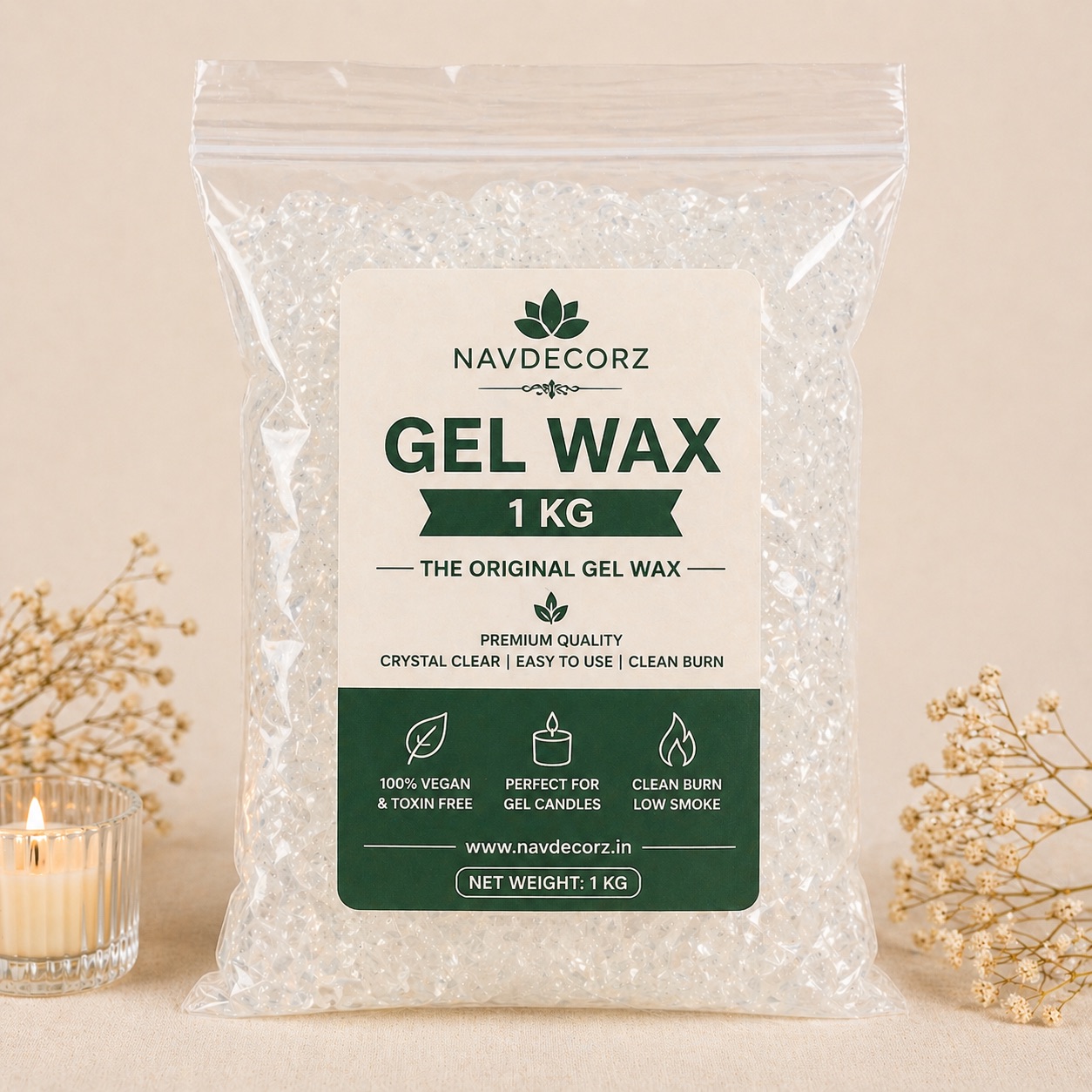 Gel Wax (Crystal Clear Candle Gel) – 1 KG | Navdecorz