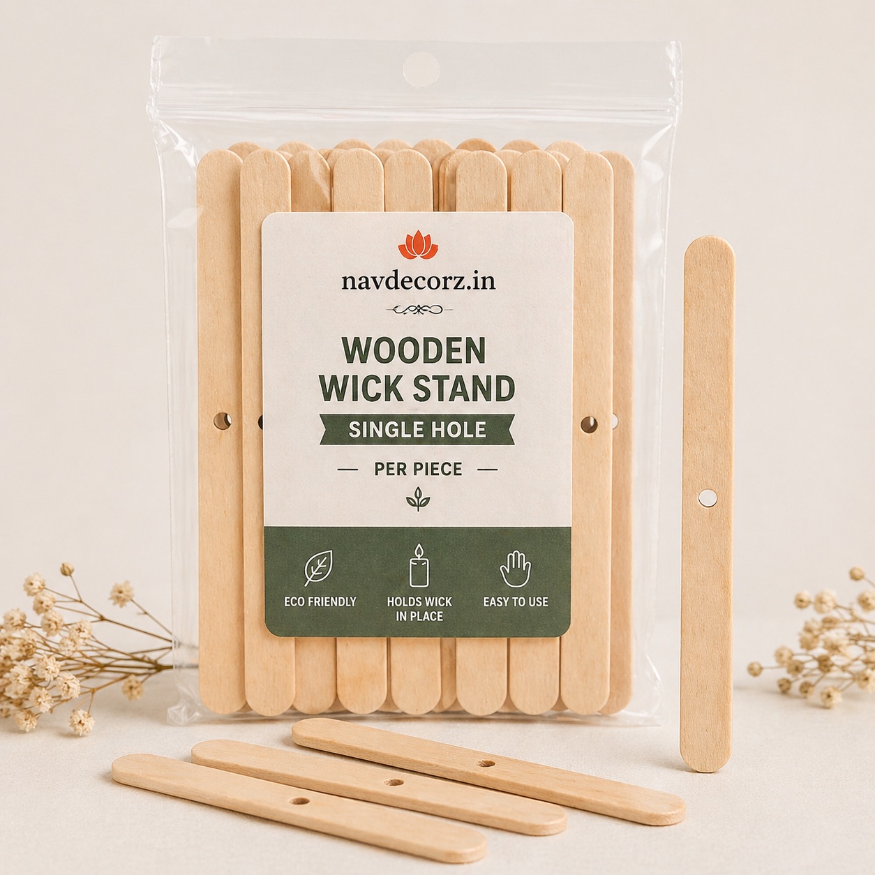 Wooden Wick Stand (Single Hole) – Wick Centering Stick | Navdecorz
