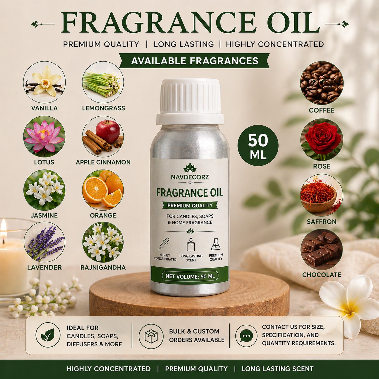 Fragrance Oil for Candle Making (50 ML) | Navdecorz