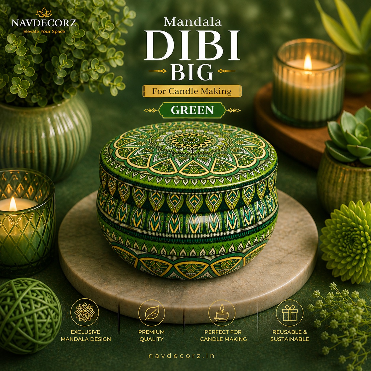 Mandala DIBI Large Candle Tin – Multicolor | Navdecorz