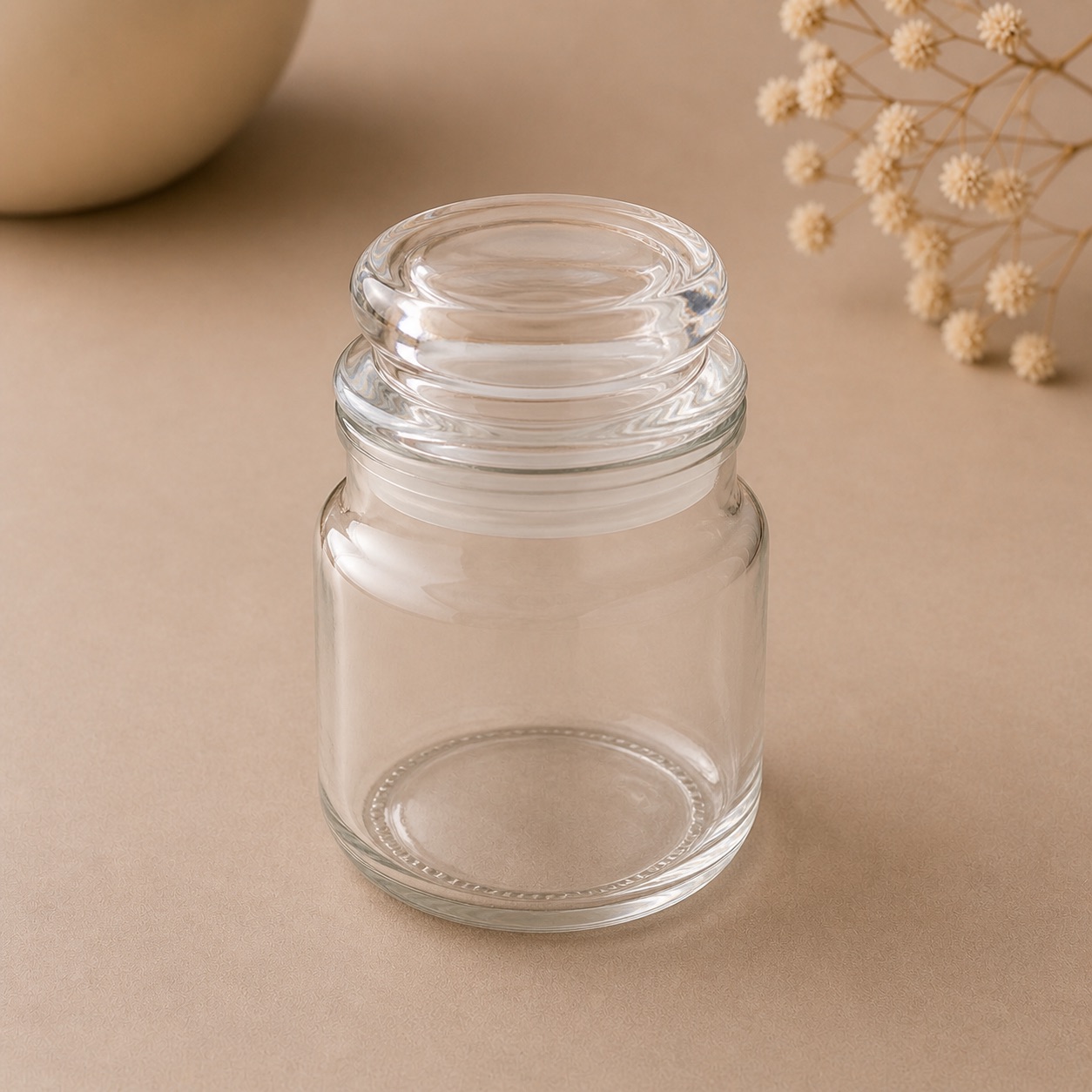 Clear Glass Candle Jar with Lid (Premium Quality)